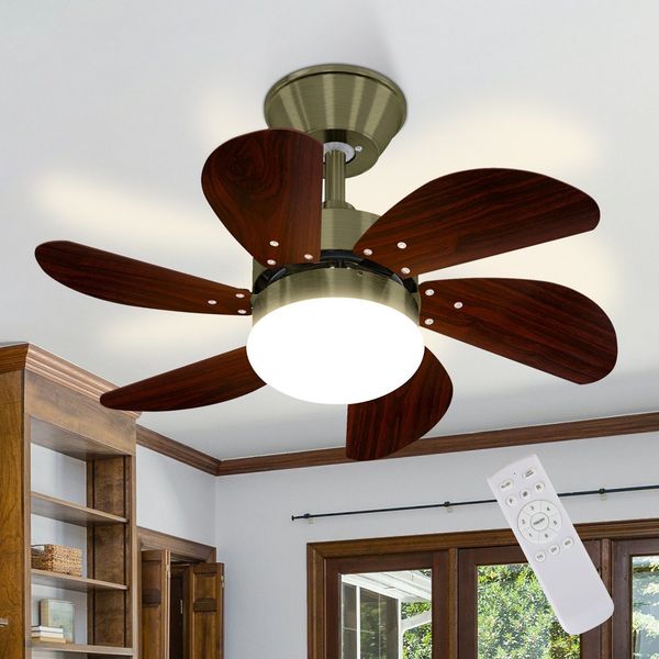 ZMH Deckenventilator Mit Beleuchtung und Fernbedienung Leise - Deckenlampe Ø75 cm 6 Flügeln Ventilator mit Einzelleuchte Deckenleuchte Fan Sommer-Winter für Schlafzimmer Wohnzimmer Balkon
