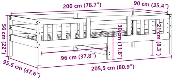 vidaXL Massivholzbett ohne Matratze Weiß 90x200 cm Kiefernholz 846974 Bild 9