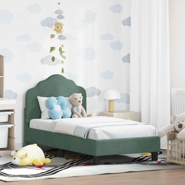 vidaXL Kinderbettgestell mit Kopfteil Meergrün 70 x 140 cm Samt 42010934