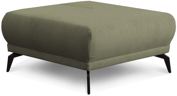 CAVADORE Hocker Cooper / Polsterhocker mit schwarzen Metallfüßen und feinem Cord-Bezug, als Beistellhocker oder Sitzhocker / 89 x 43 x 89 / Cord, Grün