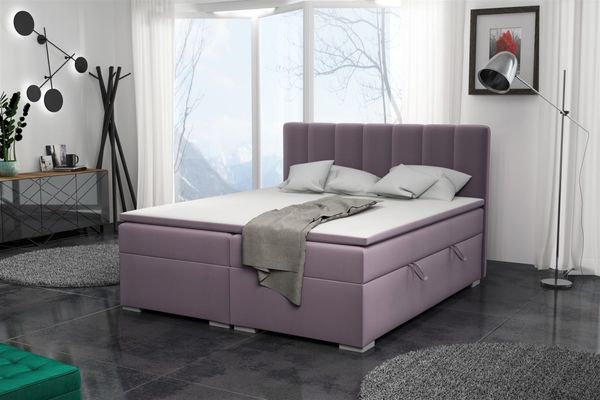 Boxspringbett Schlafzimmerbett LAURIN 200x200cm Stoff Jasmine Flieder