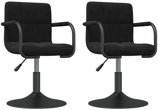 vidaXL Esszimmerstühle 2 Stk. Drehbar Schwarz Samt [334614]