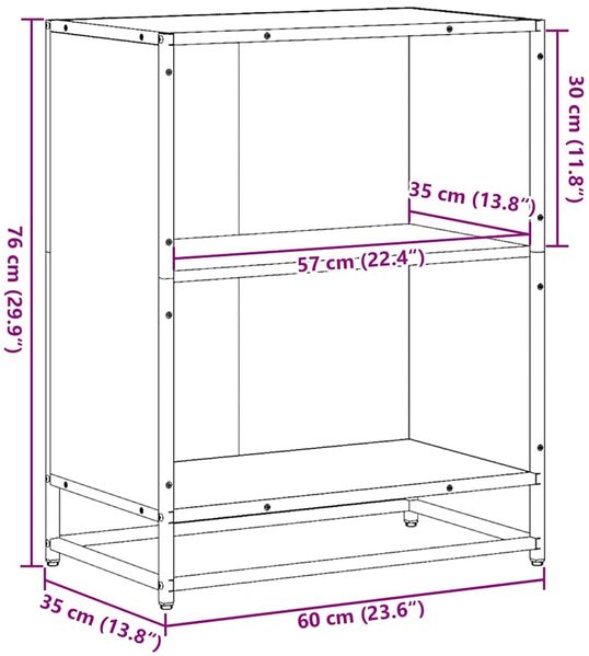 vidaXL Bücherregal Grau Sonoma 60x35x76 cm Holzwerkstoff 849102 Bild 9