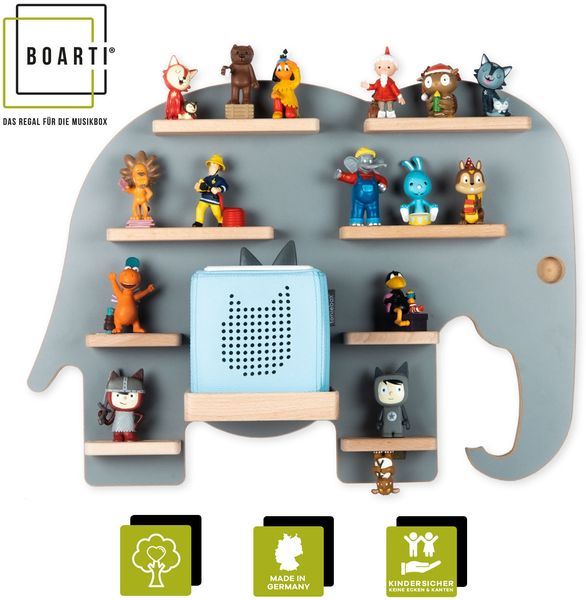 Boarti 'Elefant' Tonies-Regal, grau, mit Platz für ca. 38 Figuren und Toniebox Bild 5