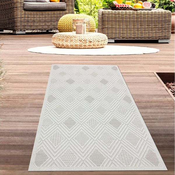 Carpetia Outdoorteppich In- & Outdoorteppich Jute-Look, rechteckig, Höhe: 5 mm, robuste Struktur wetterfest & pflegeleicht
