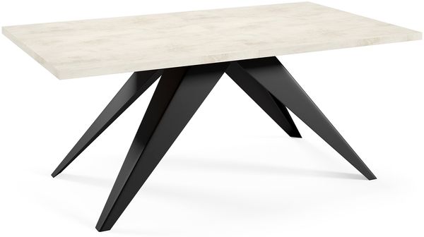 MEBLINI Esstisch Ausziehbar aus Metall - 140-240 x 80 x 76 cm - VENTI - Chromix Weiß/Schwarz Matt - Loft - Esszimmertisch Modern - Küchentisch - Ausziehtisch - Dining Table