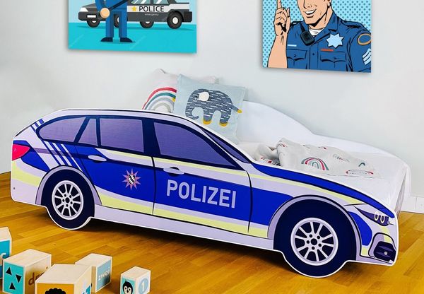 Kids Collective 'Polizei' Autobett 70x140 cm, mit Rausfallschutz und Lattenrost