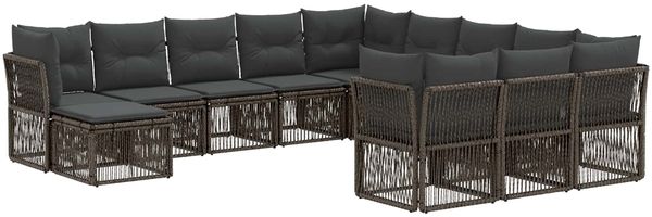 vidaXL Gartensofa-set 12 pcs Grau Poly-Rattan 3434459