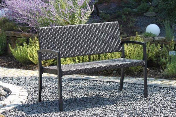 'SANREMO' Parkbank, Aluminium / Kunststoffgeflecht, Coffee, 87 x 60 x 116 cm