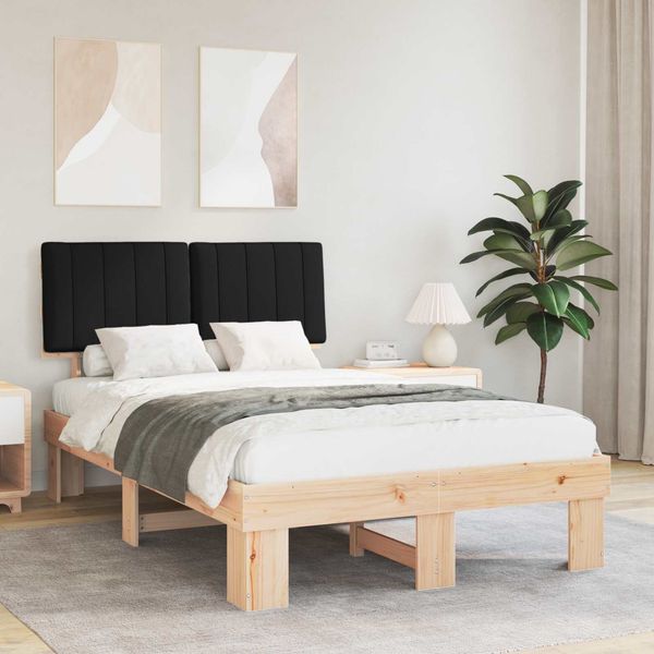 vidaXL Bettgestell mit gepolstertem Kopfteil Schwarz 120 x 190 cm 877506
