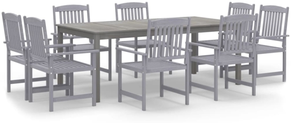vidaXL 9-tlg. Garten-Essgruppe Massivholz Akazie Grau 3098683