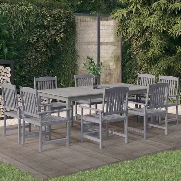 vidaXL 9-tlg. Garten-Essgruppe Massivholz Akazie Grau 3098683