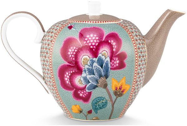 PiP Studio Teekanne Blooming Tales Fantasy Khaki-Blue Teekanne Large 1,6l