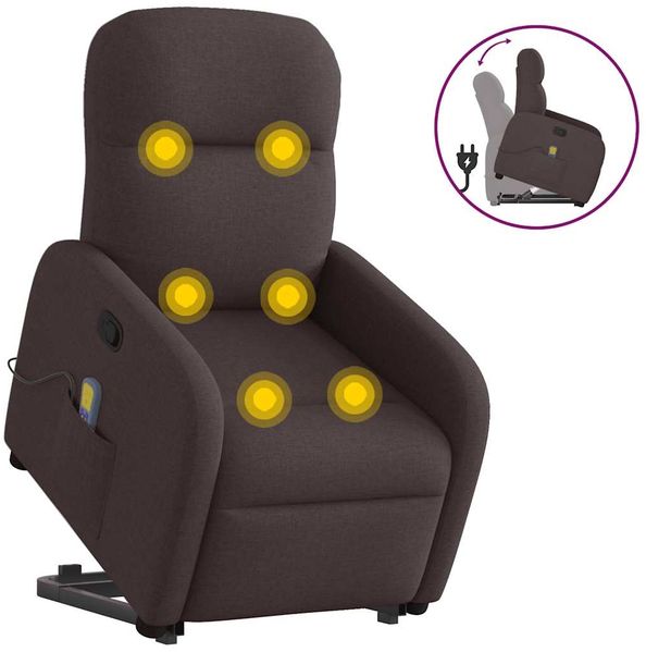 vidaXL Massagesessel mit Aufstehhilfe Dunkelbraun Stoff 3302987