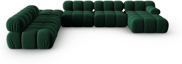 Micadoni Modulares Panorama Ecksofa Bellis 7-Sitzer Links Samt Bluvel Flaschengrün