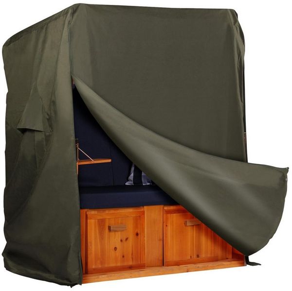 Strandkorb Hanse Strandkorb-Schutzhülle Strandkorb Hanse Premium Schutzhülle grün 120x150x85cm (1-St), wetterfest Lüftungen Reißverschlüsse UV-beständig winterfest