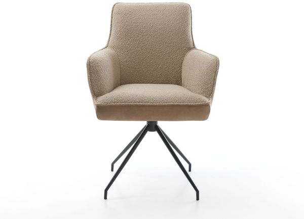 Drehstuhl Heira-Flex mit Armlehnen Materialmix Schlamm Kreuzgestell konisch Schwarz 180° drehbar Taschenfederkern Bild 2