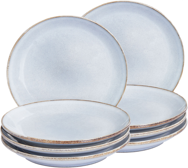 Dessertteller 8er Set JUNIPER Steinzeug Hellblau