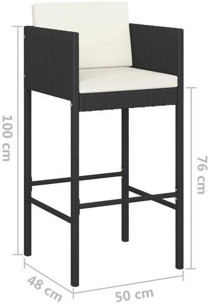vidaXL Barhocker 4 Stk. mit Kissen Schwarz Poly Rattan 316660 Bild 7