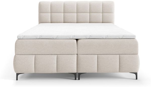 Boxspringbett Schlafzimmerbett SOPHIE 100x200cm Stoff Aragon Weiss Bild 3