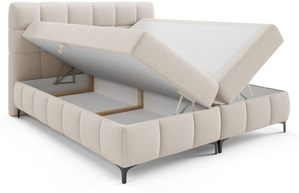Boxspringbett Schlafzimmerbett SOPHIE 100x200cm Stoff Aragon Weiss Bild 4