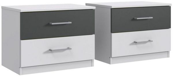 Wimex Nachtkommode in WEISS + GRAPHIT mit 4 Schubladen. Abmessungen (BxHxT) 104 x 40 x 38 cm