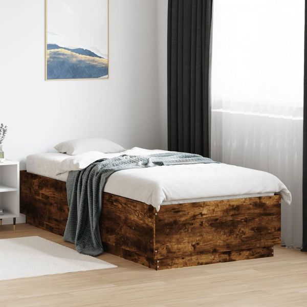 vidaXL Bettgestell Räuchereiche 90x200 cm Holzwerkstoff 3209727