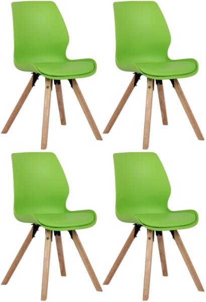 CLP 4er Set Stuhl Luna Kunststoff Stoff Samt Kunstleder,grün Kunststoff