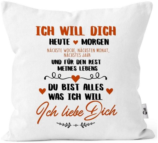 MoonWorks Dekokissen Kissen-Bezug Ich will dich heute und morgen ich liebe dich Geschenk Valentinstag Liebe Spruch Kissen-Hülle Deko-Kissen Baumwolle MoonWorks®