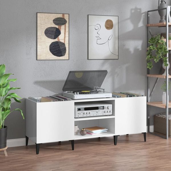 vidaXL Plattenschrank Hochglanz-Weiß 121x38x48 cm Holzwerkstoff 831935