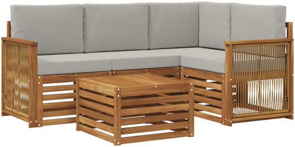 vidaXL Outdoor-Sofagarnitur 5 pcs Natürlich und Hellgrau 3384327