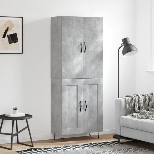 vidaXL Highboard Betongrau 69,5x34x180 cm Holzwerkstoff 3198077