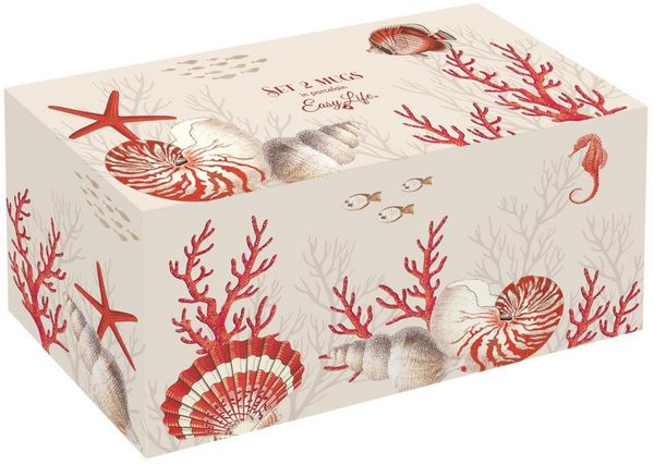 EasyLife Tasse Reef, Porzellan, Spülmaschinengeeignet, Weiß, Korallen, H: 10,2cm