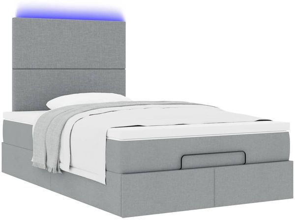 vidaXL Ottoman-Bett mit Matratze & LEDs Hellgrau 120x190 cm Stoff 3313906 Bild 6