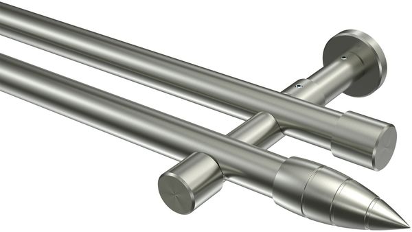 Gardinenstangen-Set Prestige Samanto 540 cm (geteilt in 3 x 180 cm), 2-läufig (ohne Ringe), 20 mm Ø Edelstahl-Optik
