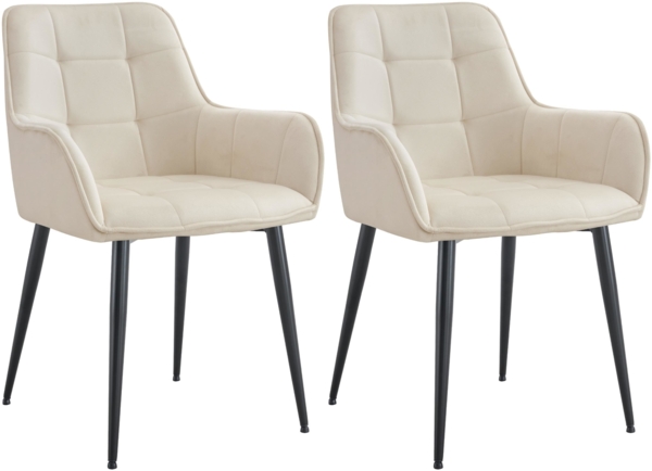 CLP 2er Set Esszimmerstuhl Ferndale, Sessel mit gepolstertem Samtbezug,creme