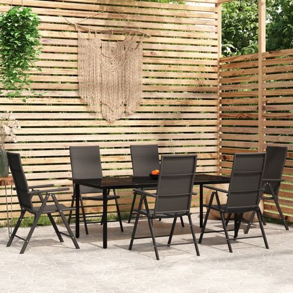 vidaXL 7-tlg. Garten-Essgruppe Schwarz 3099105