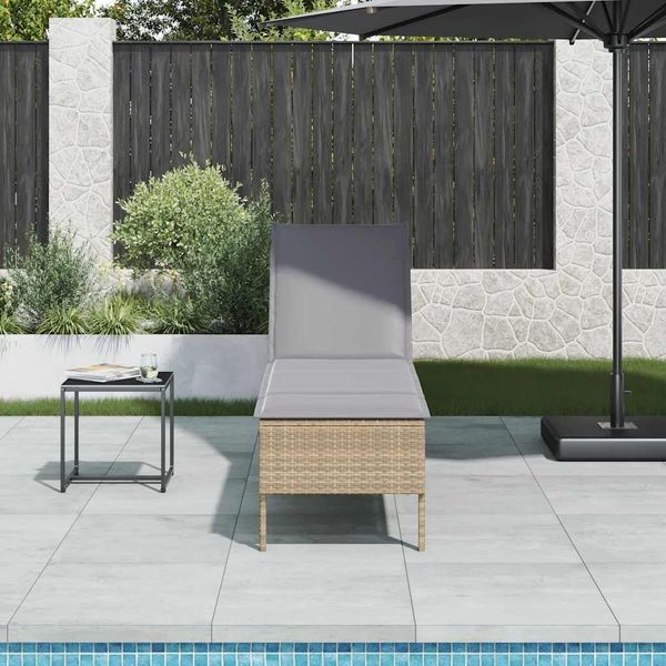 vidaXL Sonnenliege mit Auflage Beige 55x200x44 cm Poly Rattan 4104103