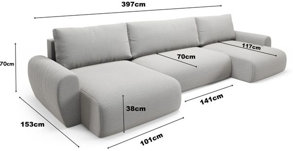 Wohnlandschaft Schlafsofa GALAN Stoff Poso Hellbraun Bild 5