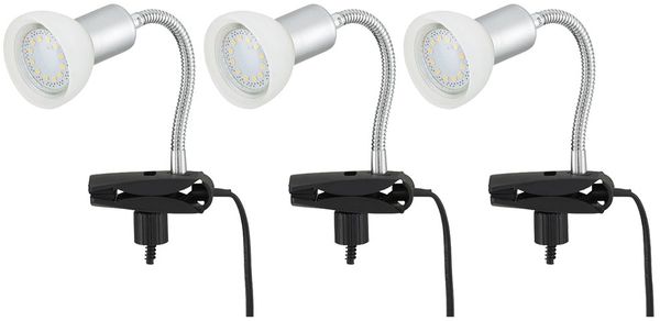 3er Set LED Tischleuchte, Flexo Arm, Metall, Glas, weiß, H 34cm