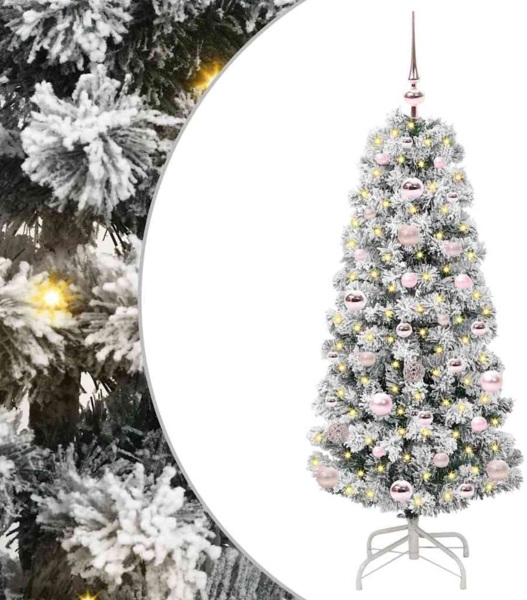 vidaXL Künstlicher klappbarer Weihnachtsbaum Grün und Weiß 120 cm 3395579