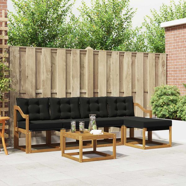 vidaXL Outdoor-Sofagarnitur mit Kissen 6 pcs Natürlich und Schwarz 3368603