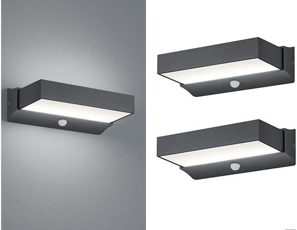 LED Außenwandleuchten mit Bewegungsmelder, Anthrazit, IP65 - 2er Set