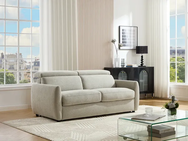 Vente-unique - SOVALI Sofa Stoff Grau - B 224 cm112 cm x H 83,5 cm x L 191 cm