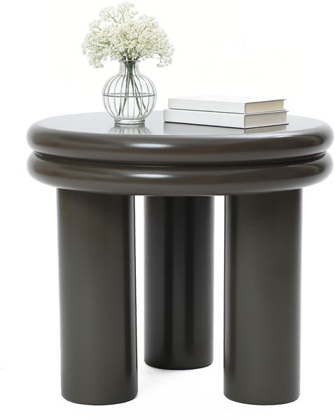 Hometopia Beistelltisch rund modern, kleiner Couchtisch Dunkelbraun, Design Tisch Höhe 35 cm, Ø 40 cm