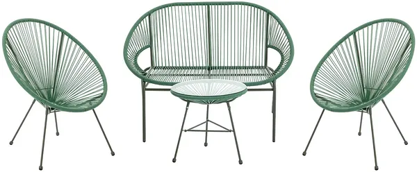 Vente-unique - ALIOS Gartensitzgruppe HarzGlas Grün - B 82 cm50 cm52 cm x H 83,5 cm50 cm80 cm x L 72 cm50 cm115 cm