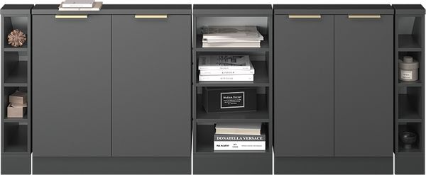 Küchenschrank für Dachschrägen R-Line Anthrazit-Gold 210 cm 5er Set Vicco Bild 5