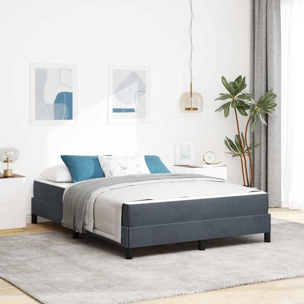 vidaXL Boxspringbett mit Matratze Dunkelgrau 160 x 220 cm Stoff 3398798