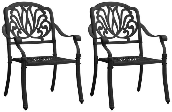 vidaXL Gartenstühle 2 Stk. Aluminiumguss Schwarz 315568
