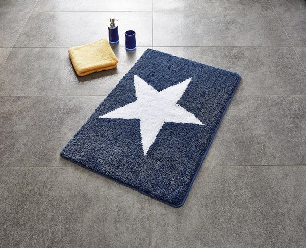 Ridder Badematte Star schwarz, Höhe 55 mm, 100% Polyester-Microfaser